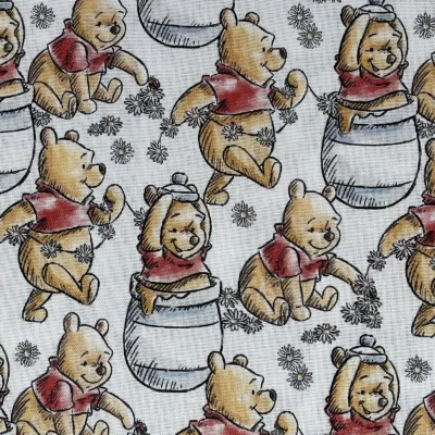 Winnie the Poo Character Print Fabric Pattern