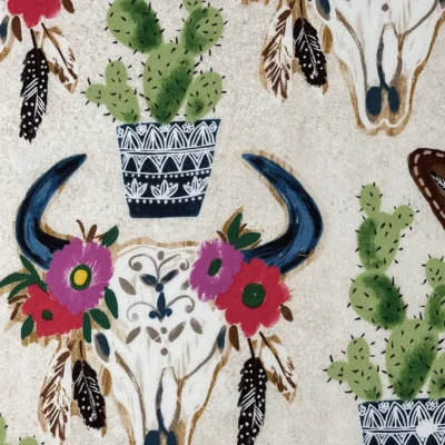 Cows and Cactuses Design Fabric Pattern