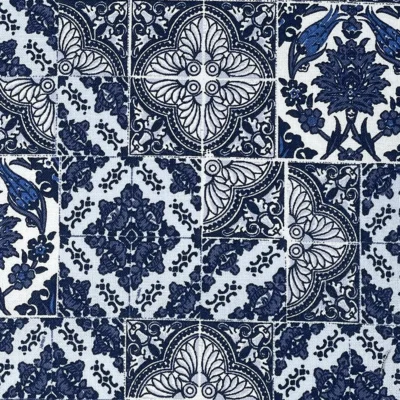 Blue Tiles Design Fabric Pattern